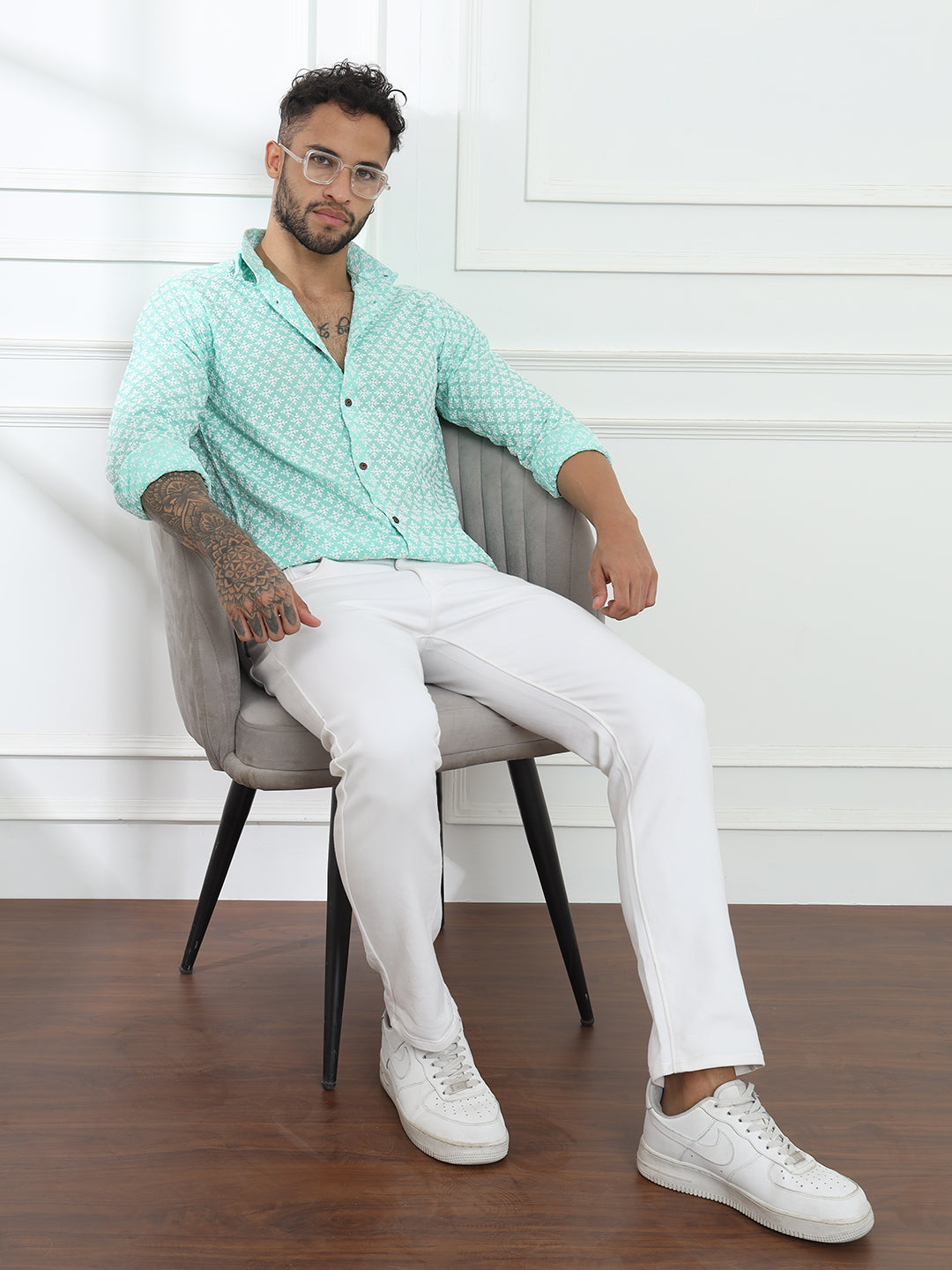 Dark Green Plaid Dress Shirt with White Pants Outfits For Men (2 ideas &  outfits) | Lookastic